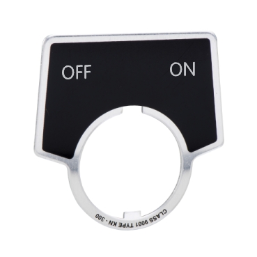 Schneider Electric 9001 Legend plate; "OFF-ON"; aluminum; 44x50mm w/ ring; black